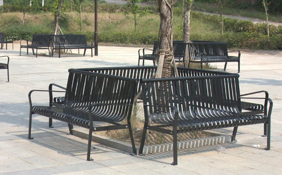 
custom outdoor garden galvanized steel park round metal iron tree bench seating 