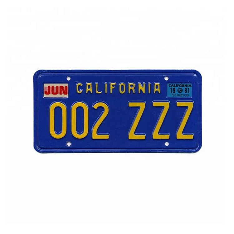
High quality California embossing decor tin eco friendly souvenir number plate 