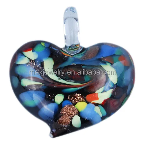 2016 fancy lampwork murano art glass heart shape pendant necklace
