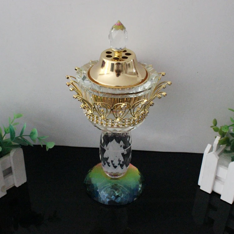 Arabian wholesale crystal fancy bakhoor incense burner with metal