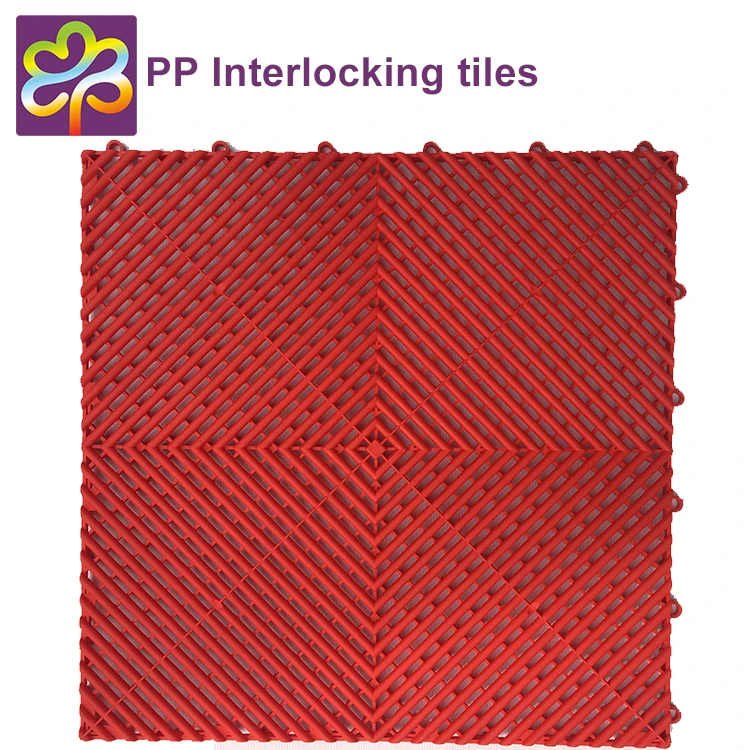 
Anti-slip and fluid drainage PP interlocking plastic floor tiles for garage 