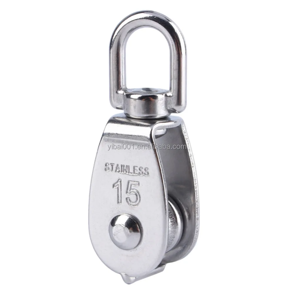 
Stainless Steel M15 Wheel Swivel Pulley Block Heavy Duty Steel Single Wheel Swivel Lifting Rope Pulley For Wire Rope 