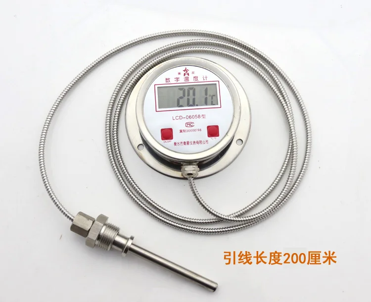 Digital bimetallic digital industrial electronic thermometer DTM-491 all stainless steel thermometer 304 remote transmission