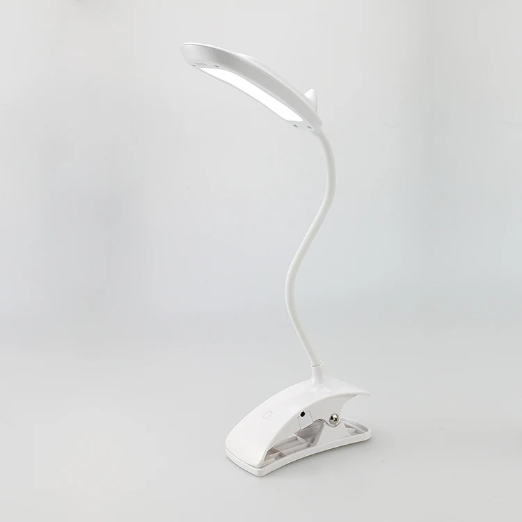 
ABS material white mini led clip on USB lamp Touch Switch USB Rechargeable Reading Lamp with customized 