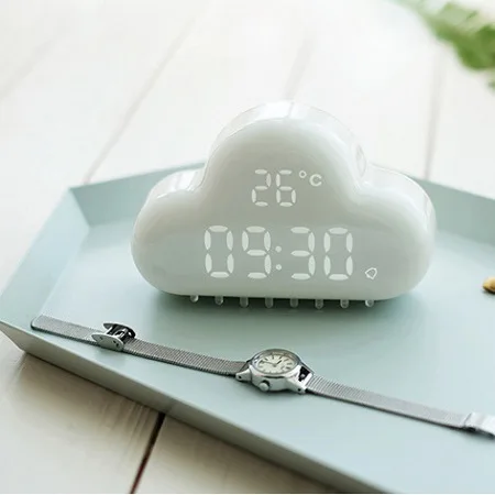 Wholesale Stock  Creative Intelligent Voice Control Temperature Display Cloud Shape Alarm Clock