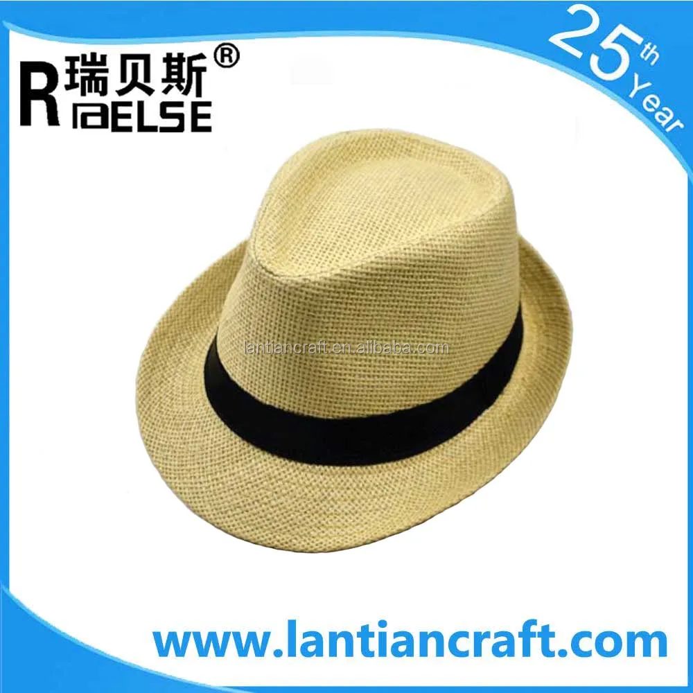 
promotional print logo handmade straw hat paper straw fedora hat 