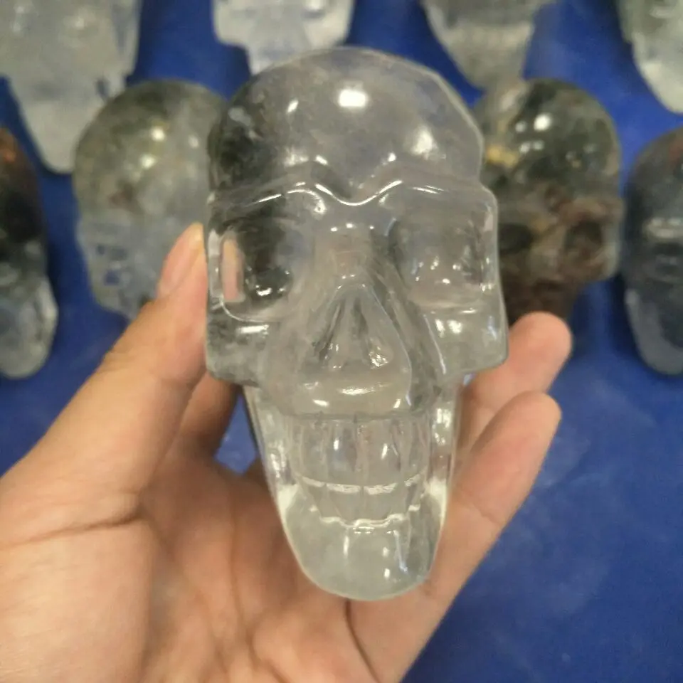 Wholesale different size realistic carved ghost phantom quartz crystal skull for halloween gift