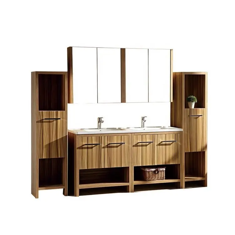 Luxury double sink bathroom vanity storage mirror cabinets