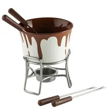 Cylindrical shape customized design porcelain mini white fondue set for tableware