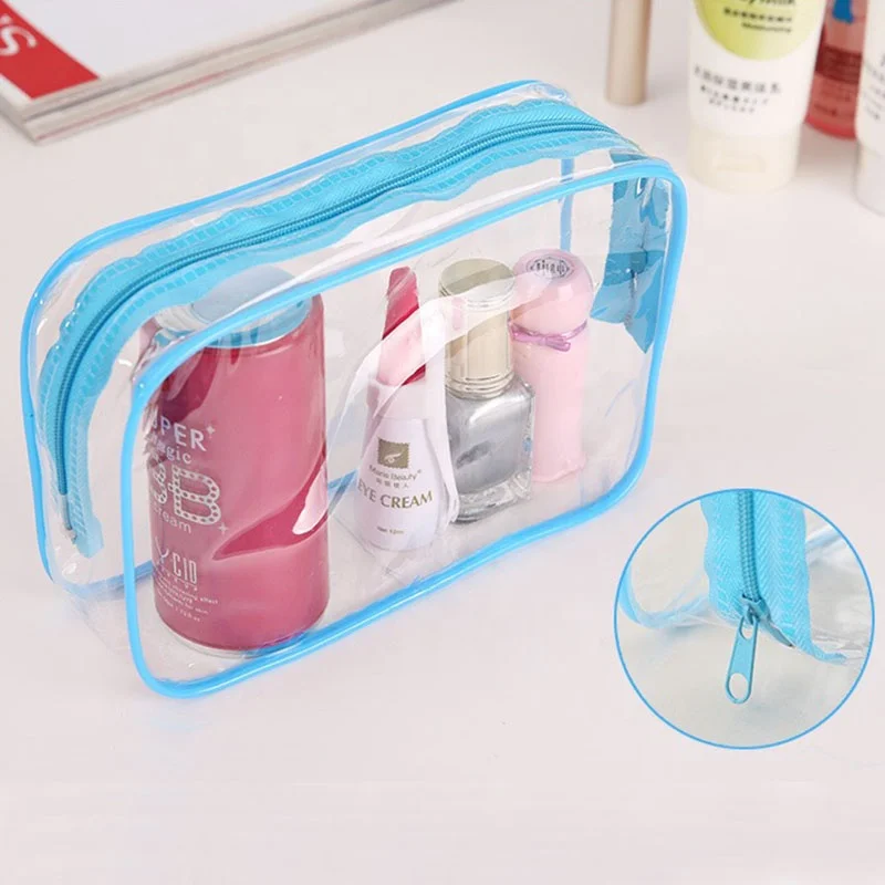 Different small medium large size & blue red yellow color pvc cosmetic bag pvc toiletry bag clear toiletry bag with low MOQ
