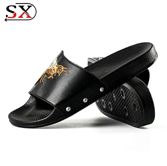 2018 men customized slipper women shoes button slide sandal