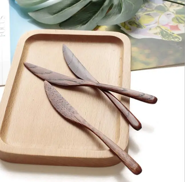 16CM Natural Dark Wood spreader knife Wood Butter Cheese knife