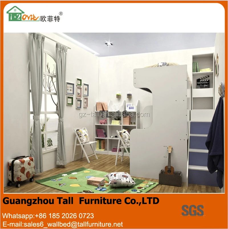 Horizontal folding bunk beds to make Murphy bed arrangements for children