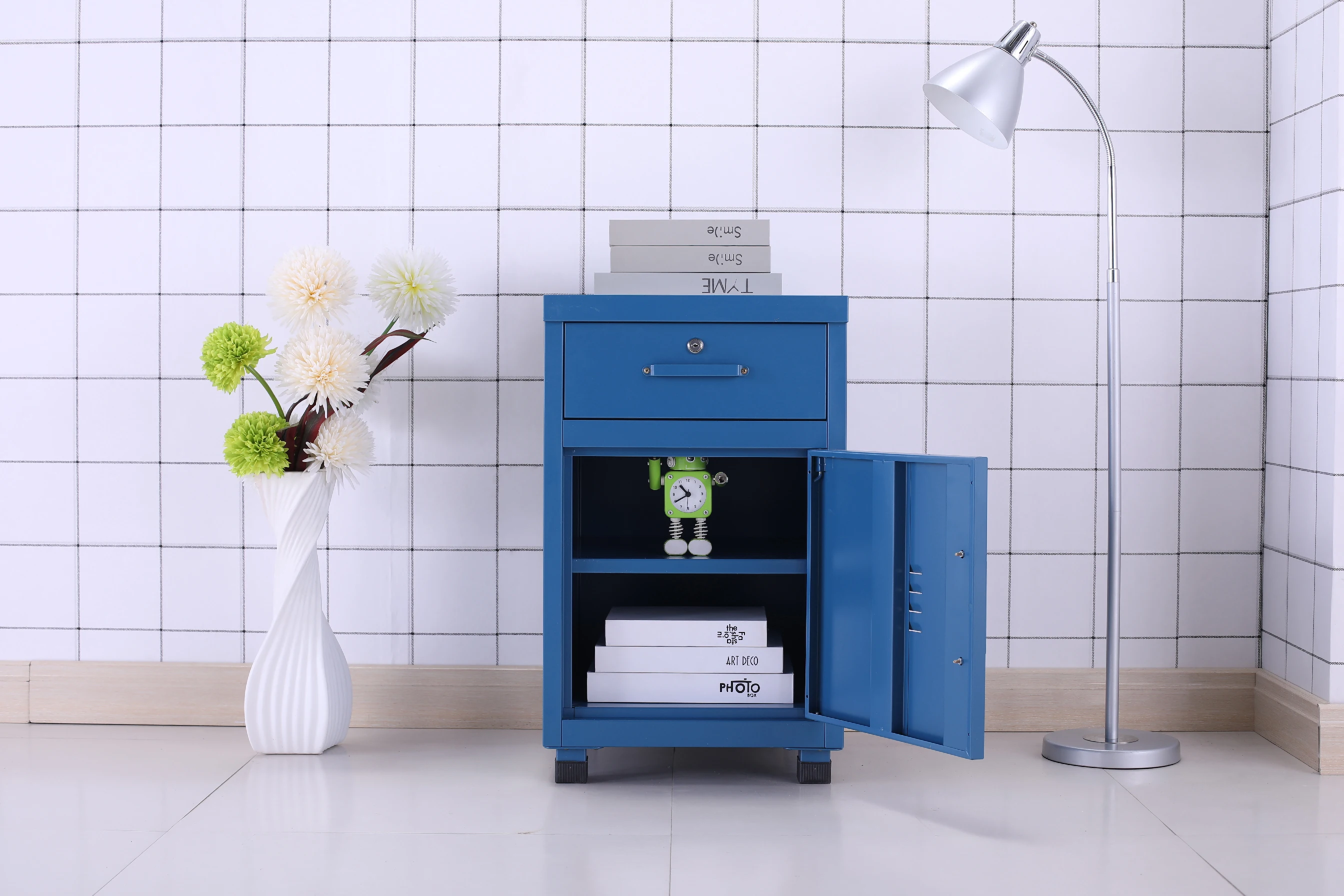 Manufacturer wholesale home furniture nightstand metal steel cabinet bedside table