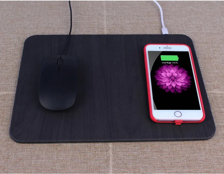 
cell phone PU microfiber fast charger qi wireless charging mouse pad 