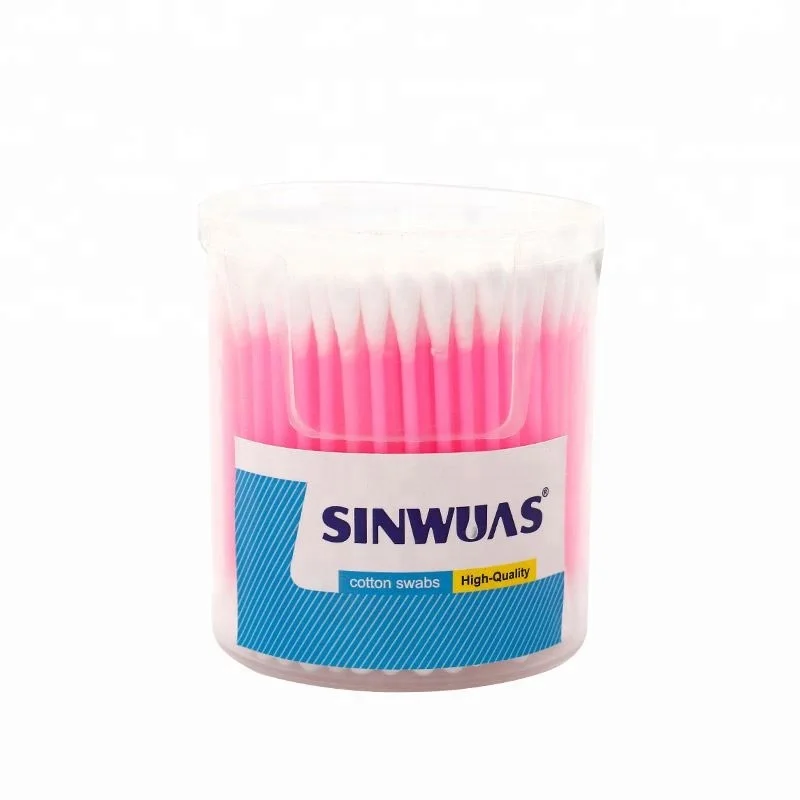 Double - end OEM quality bioclean pollution free plastic sticks cotton swabs