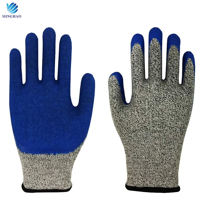 Rubber Latex Coated Glove Grey Palm Work Gloves for Glass Industry