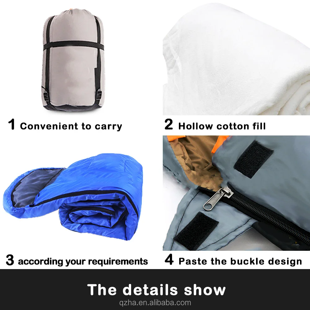 
Outdoor army green winter cotton or custom eiderdown waterproof envelop camping sleeping bag 