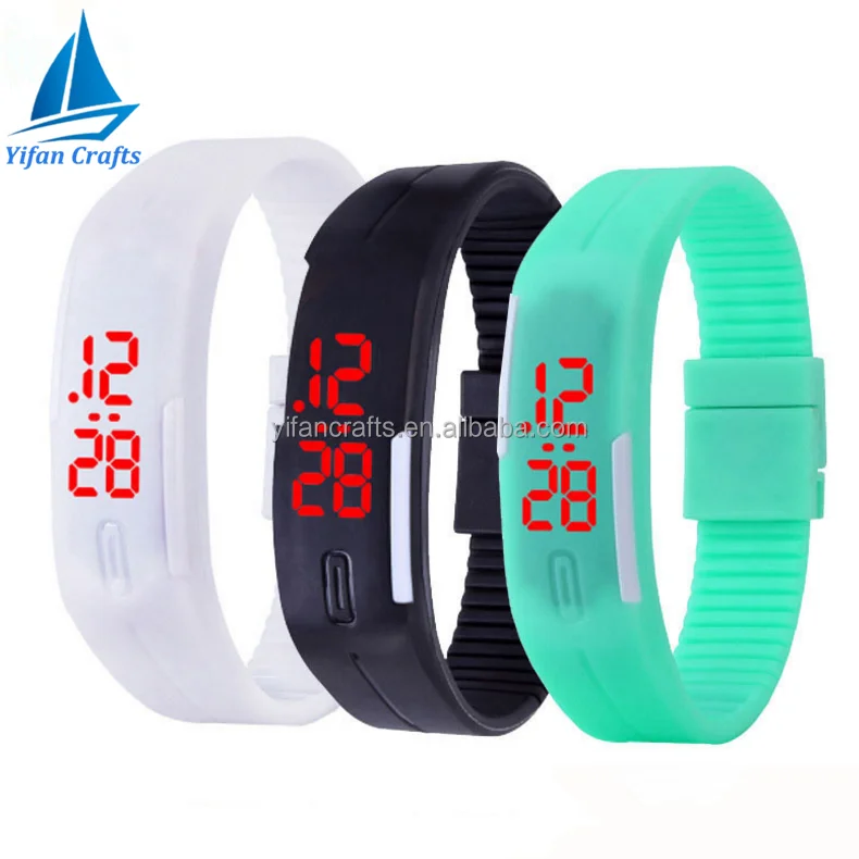 Womens Date Rubber LED Waterproof Bracelet Watch Digital Sport Wrist Watch