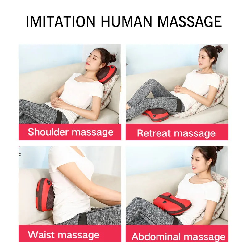 2020 с Подогревом Шиацу затылочная Шейная спина и плечи Подушка массажер для шеи разминание 4 головки электрический прибор высокого качества