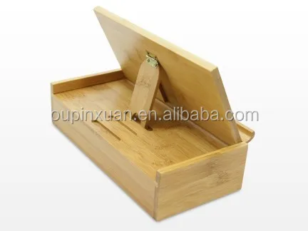 Adjustable Pad Stand 100% bamboo phone holder Desk OrganiserTidy Stationery storage Box with drawer