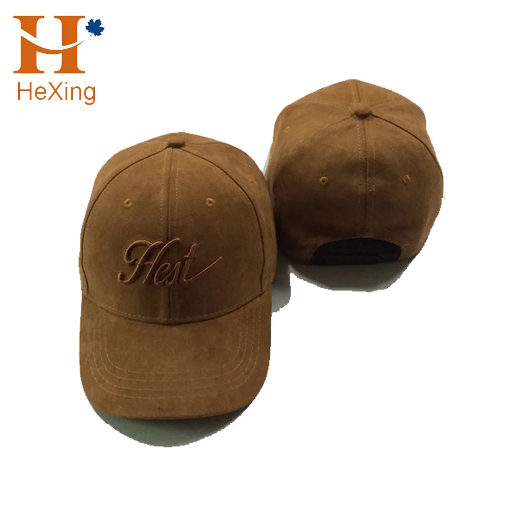 Custom Plain High Quality Suede Leather Adjustable Dad Caps Casual Structured Baseball Cap With Embroidered Logo
