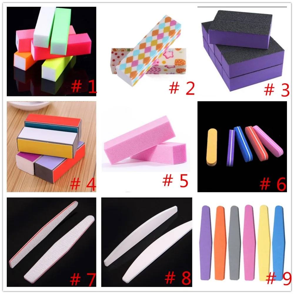 100/180 Grit Professional Manicure Buffing Polisher Tool 6 Colors Diamond Sponge Nail File Buffer