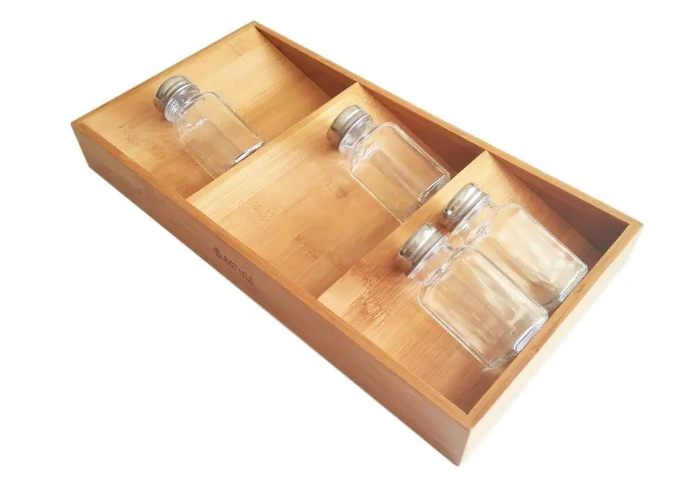 China two-way glass jar bamboo lid expandable spice rack corner spice rack