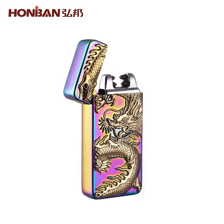 HONBAN HB-013 Promotional gift best design mini usb lighter with dragon pattern
