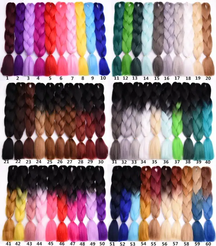 Ombre Jumbo Braiding Hair Extensions 24 Inch High Temperature Synthetic Fiber Hair Extensions for Box Braids Braiding Hair