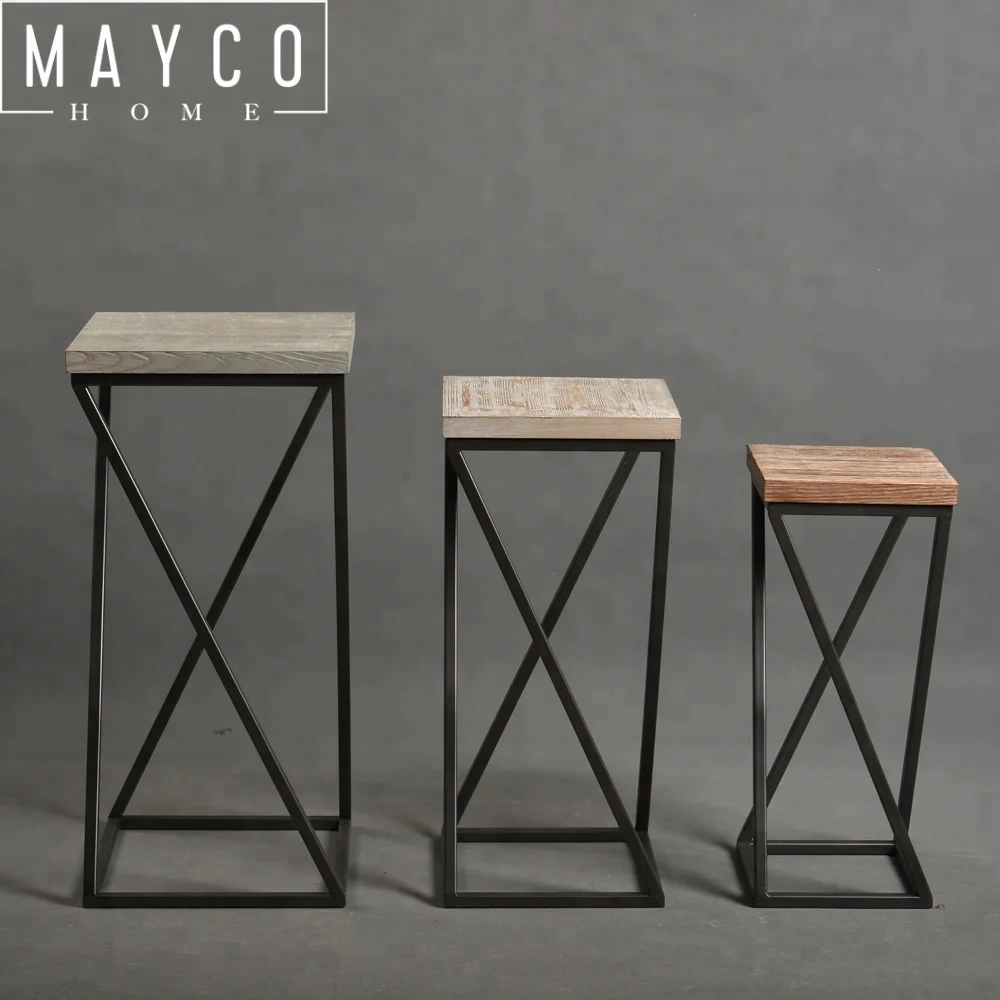  Mayco 3 шт. черная отделка дерево и металл входные столы с кофейным столиком