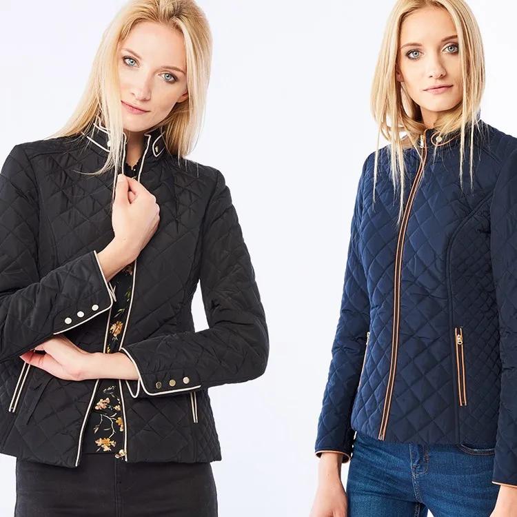 
Factory outlet plain weave antistatic waterproof women short ladies black riding padded jacket for spring autumn 