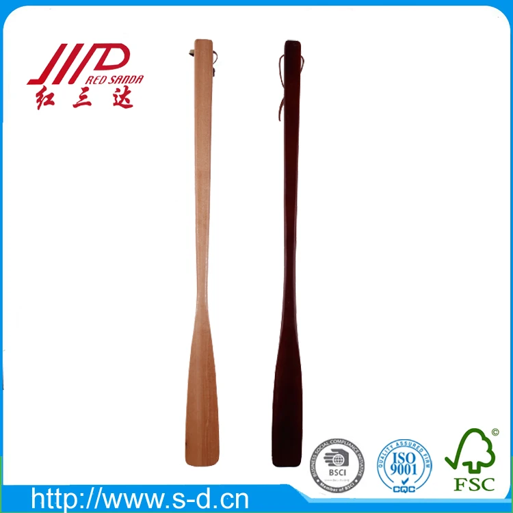 best quality wood real shoe horn with long handled custom logo shoe wear helper tool wholesale, 54cm