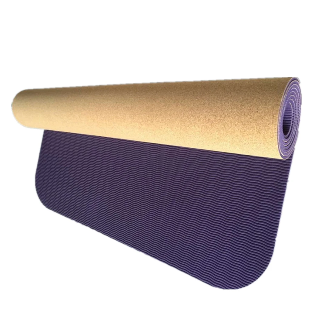 2022 CYCHOS    Shanghai    6mm TPE cork yoga mat  and  high Quality   organic yoga mat eco friendly