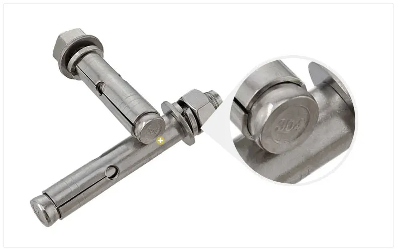 Stainless Steel A4 A2 Concrete Expansion Anchor Bolt With Nuts Flat Spring Washers