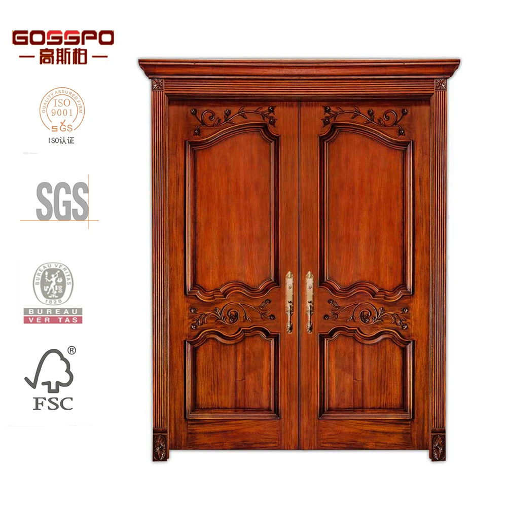 GSP1-005 Solid teak wood timber door mahogany entry carving door