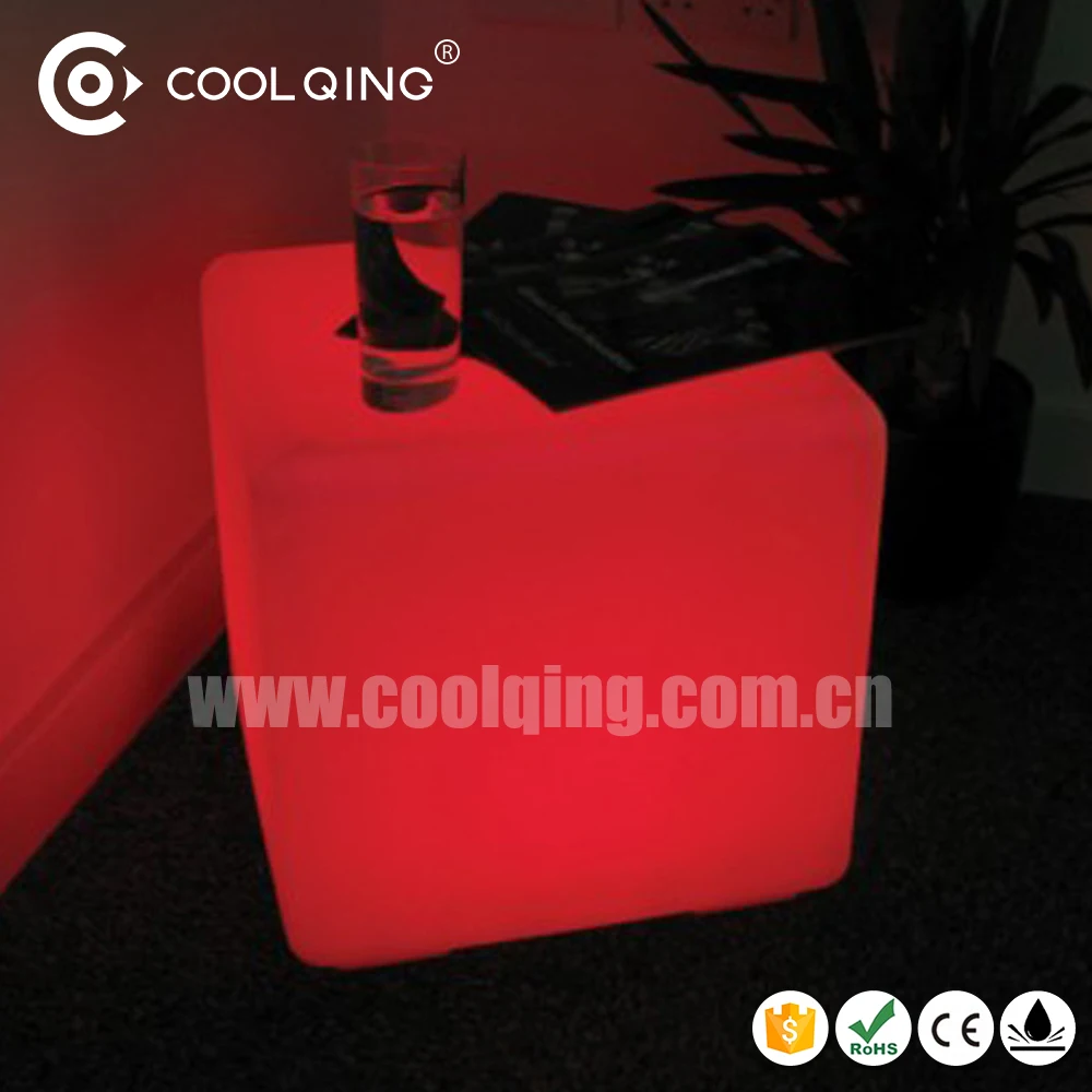 40cm Illuminated Plastic lighted plastic led cube/ led sitting cubes rechargeable seat