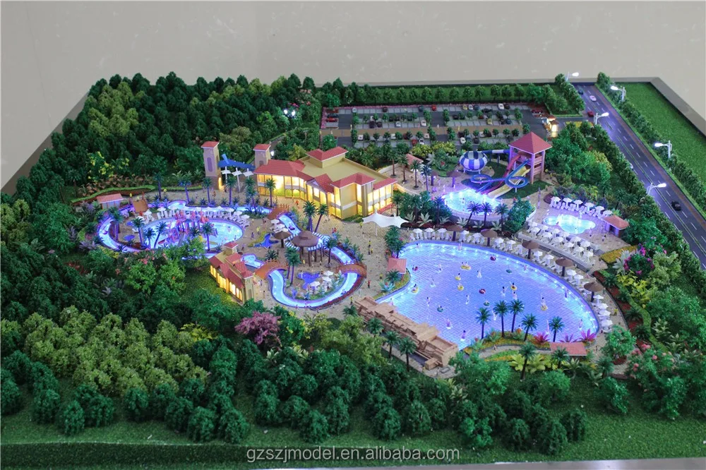 Miniature architectural model making , water park scale model building