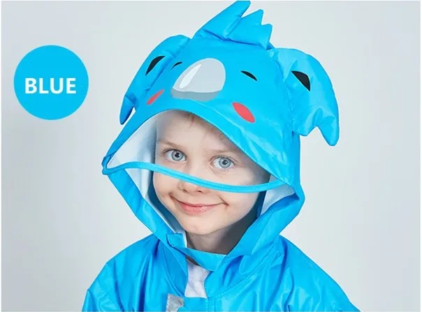Children Fasion One-piece Cartoon Raincoat With Big Hat