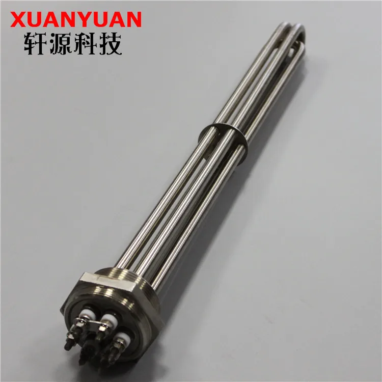 tubular electric heating element with flange