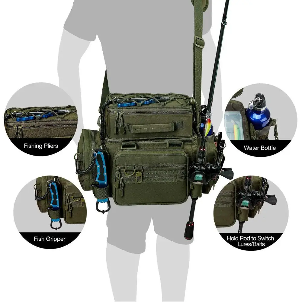 2018 Best Selling Outdoor Fishing Tackle Box Bag Military-Grade Multifunctional Large Storage Tackle Pack