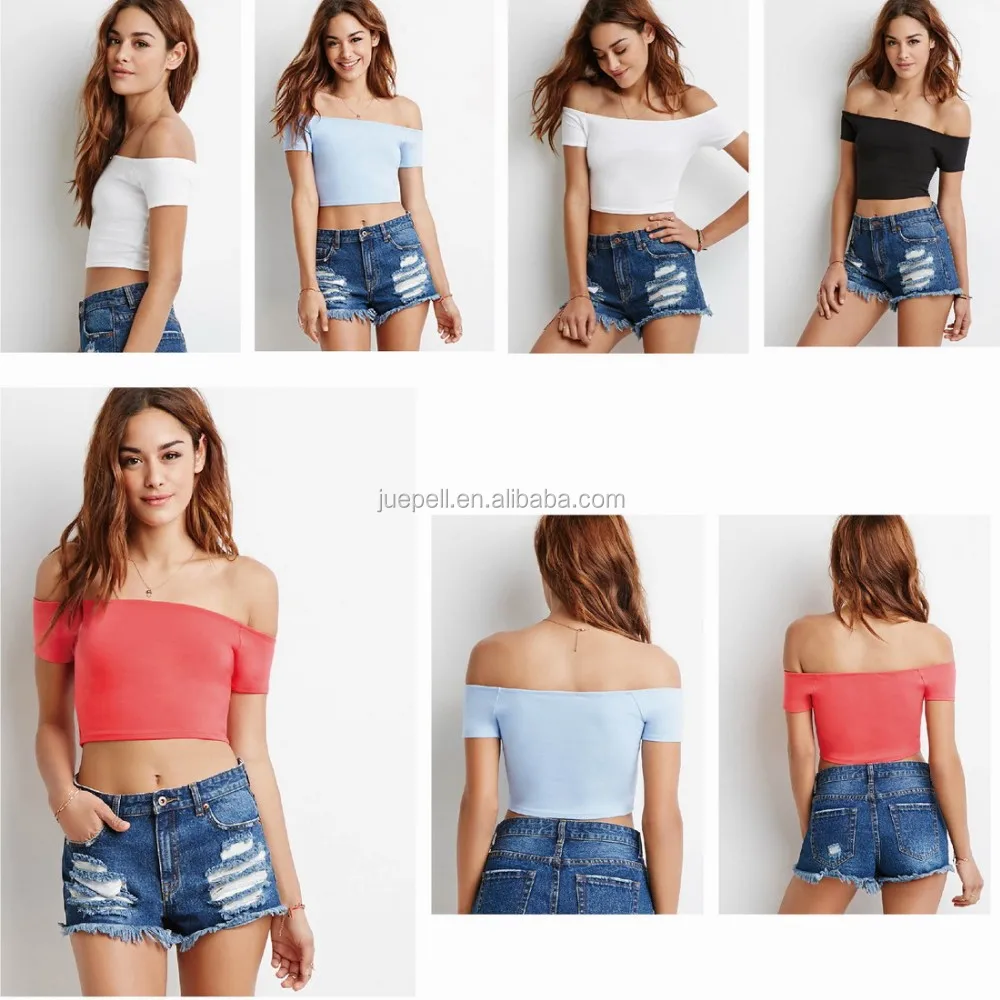 
Off-the-Shoulder short sleeves Sexy Crop Top 