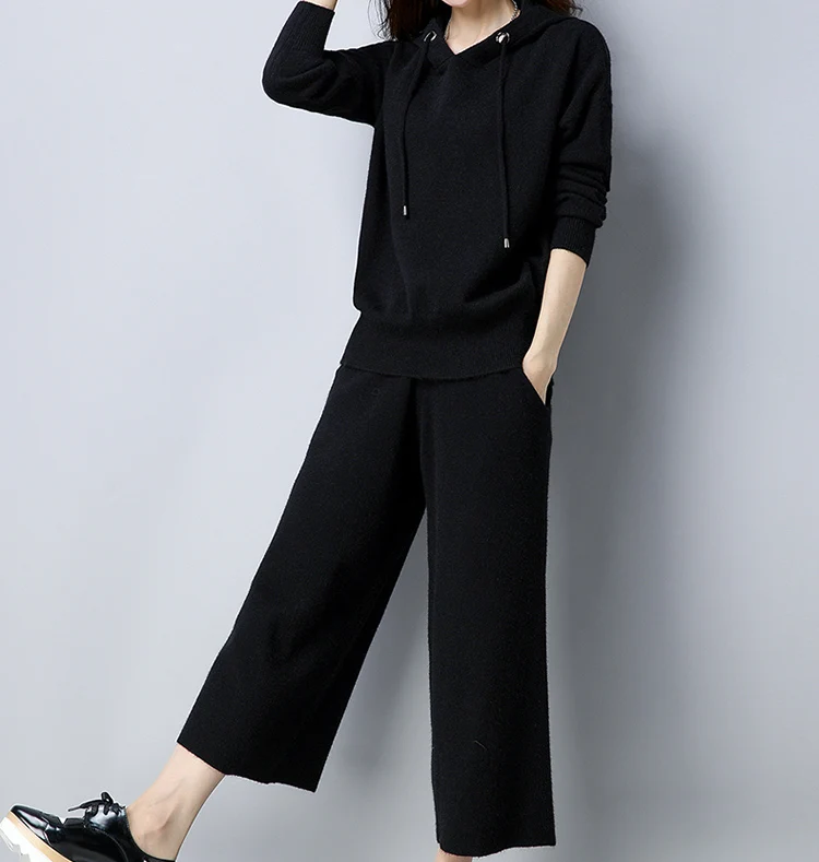 PK18ST094 Cashmere Hoodie Sweater Fashion Suit for Woman