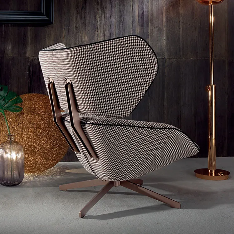 Italy modern style check gingham fabric swift chair with metal leg
