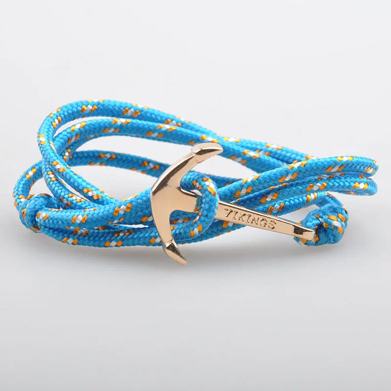 Handmade Custom Logo Mens Rope Bracelet Alloy anchor Paracord Bracelets