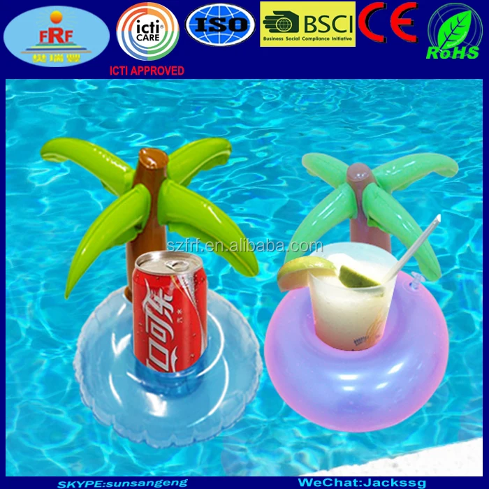 Summer Party Pool Promotion Gifts Inflatable Coconut Tree Drink Holder Float Palm Tree Cup Holder