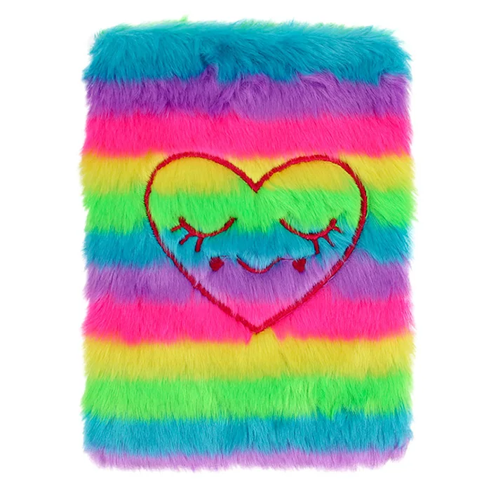 Licheng BXN569 Notebook OEM, Wholesale Furry Rainbow Notebook with Lock