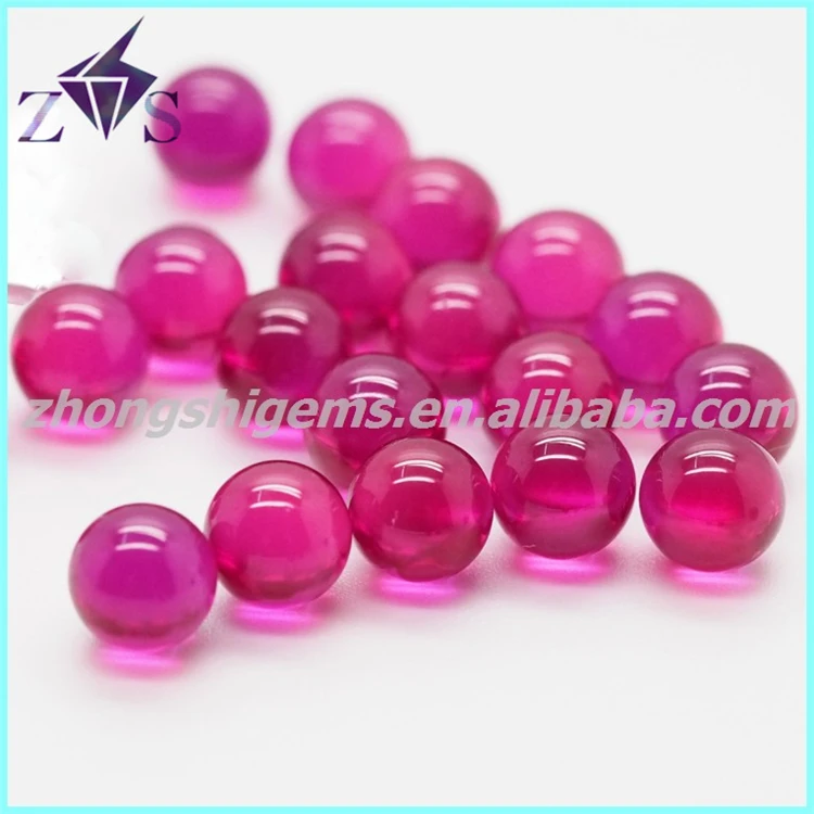 Man-made synthetic ball shape ruby corundum gemstone bead