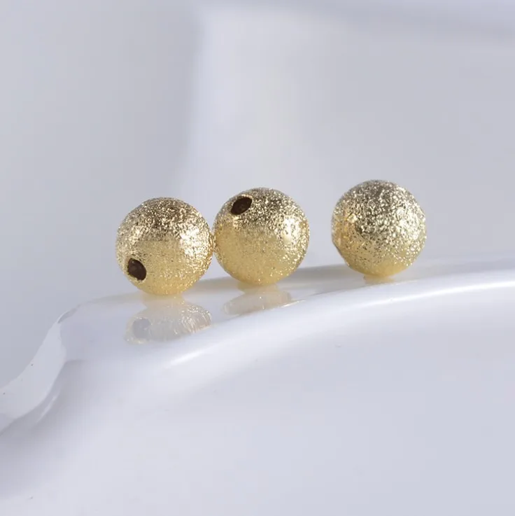6mm 8mm Gold Silver Sand Coral Beads Metal Raw Brass Round Beads DIY Hole Beads for Jewelry Making