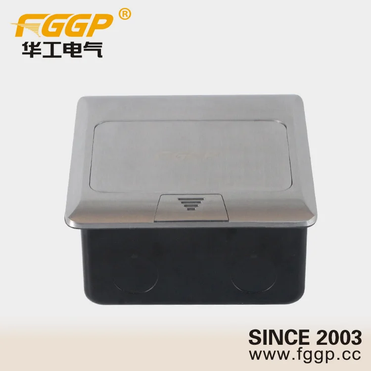 
Sliver Aluminum Plate Duplex Floor Flush Mounted Pop Up Power Socket Outlet With Box Sized 125 x 125 mm 